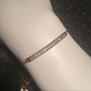 💕Rose Gold Plated Pave CZ Bar Adjustable Bracelet